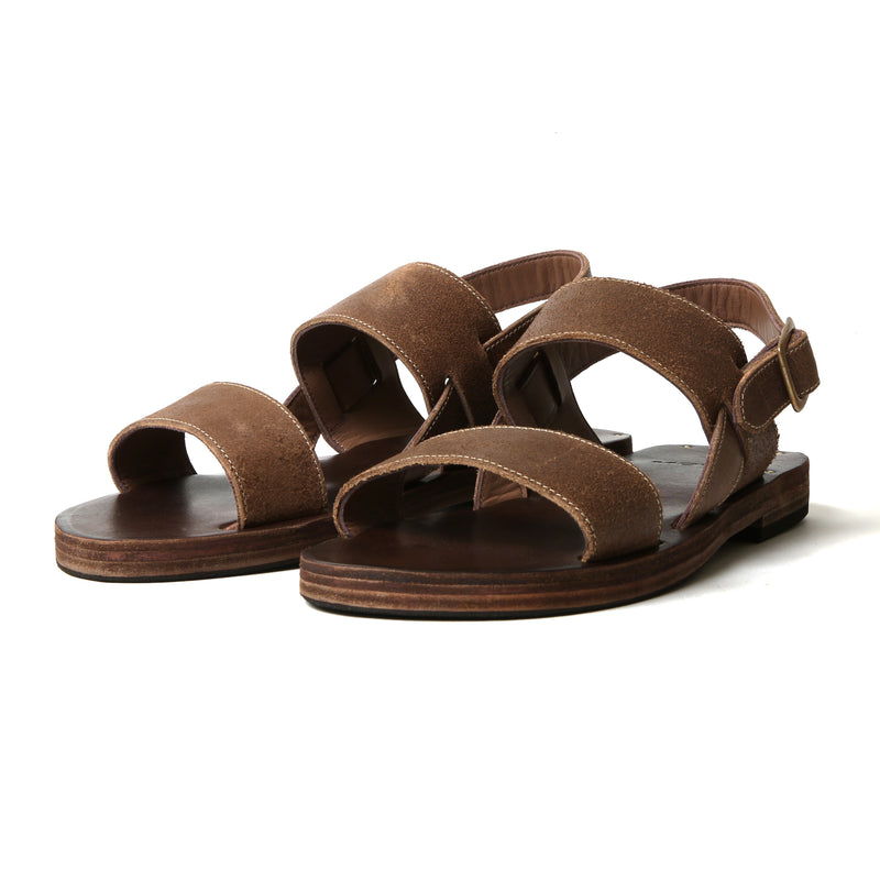 【2025 NEW COLLECTION】#16400  HORSEBUTT ≪NUBUCK BROWN≫ DOUBLE BELT SANDAL ホースバットダブルベルトサンダル