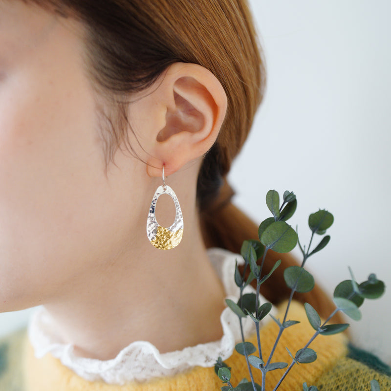 【MOTO Ladies Collection】PT-04 OVAL PIERCED EARRINGS / オーバルピアス L(K24＆999SV)