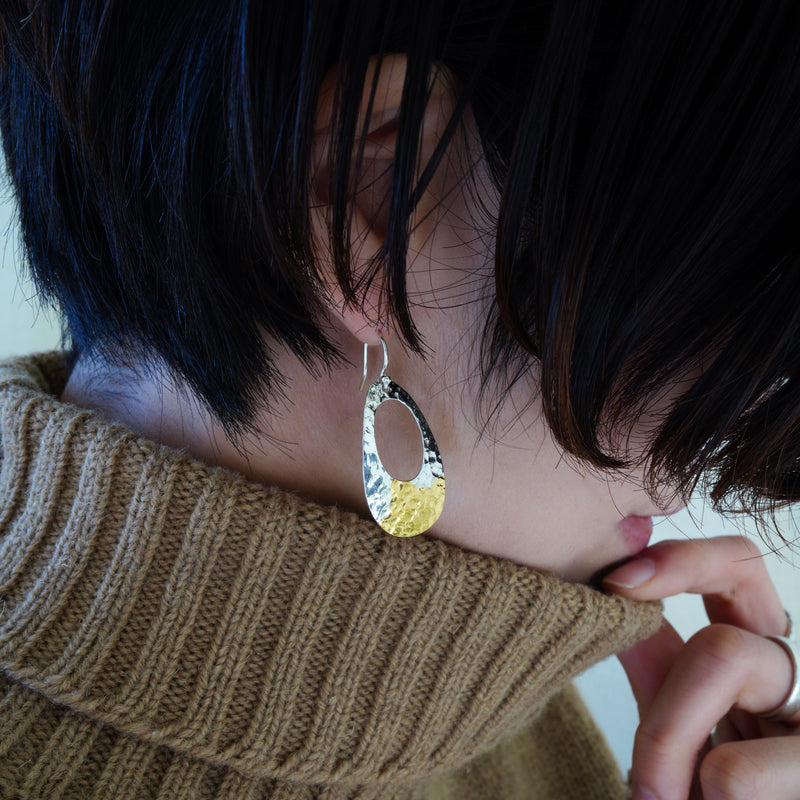 【MOTO Ladies Collection】PT-04 OVAL PIERCED EARRINGS / オーバルピアス L(K24＆999SV)