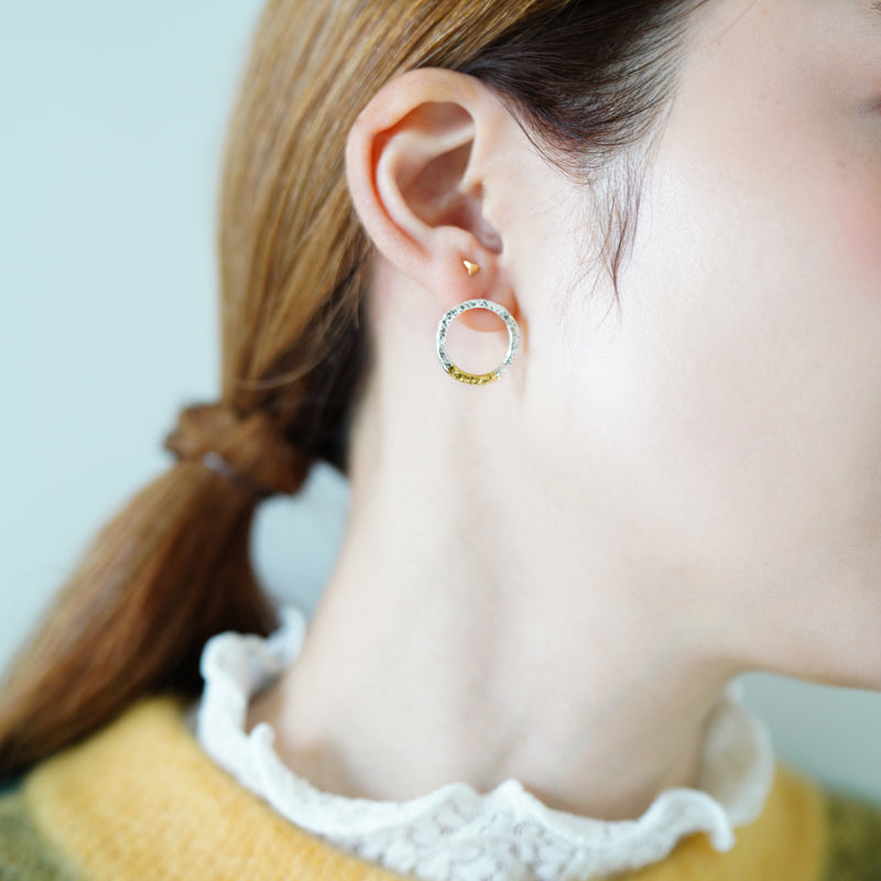 【MOTO Ladies Collection】PT-05 CIRCLE PIERCED EARRINGS / サークルピアス (K24＆999SV)