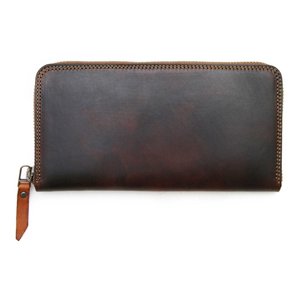 FW1D ≪DARK BROWN≫ HAND-DYED ZIP LONG WALLET / 手染めジップロングウォレット